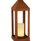 Meyda Lighting Wigodsky Ark 12" Red Rust Lantern Post Mount Light With Beige Idalight Shade Glass