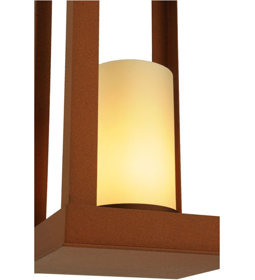 Meyda Lighting Wigodsky Ark 17" Red Rust Lantern Pendant Light With Beige Idalight Shade Glass