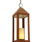 Meyda Lighting Wigodsky Ark 17" Red Rust Lantern Pendant Light With Beige Idalight Shade Glass