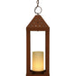 Meyda Lighting Wigodsky Ark 17" Red Rust Lantern Pendant Light With Beige Idalight Shade Glass