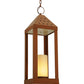 Meyda Lighting Wigodsky Ark 17" Red Rust Lantern Pendant Light With Beige Idalight Shade Glass
