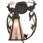 Meyda Lighting Wild Elks 14" Timeless Bronze Wall Sconce With Silver Mica Shade Glass