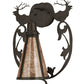 Meyda Lighting Wild Elks 14" Timeless Bronze Wall Sconce With Silver Mica Shade Glass