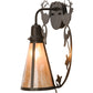 Meyda Lighting Wild Elks 14" Timeless Bronze Wall Sconce With Silver Mica Shade Glass