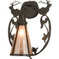 Meyda Lighting Wild Elks 14" Timeless Bronze Wall Sconce With Silver Mica Shade Glass