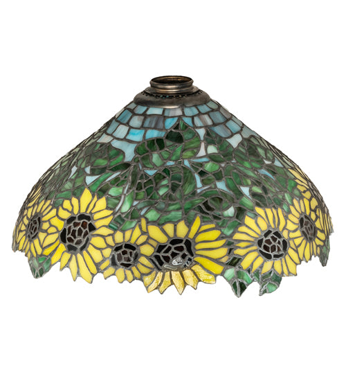 Meyda Lighting Wild Sunflower 15" Multi-Colored Stained Shade Glass