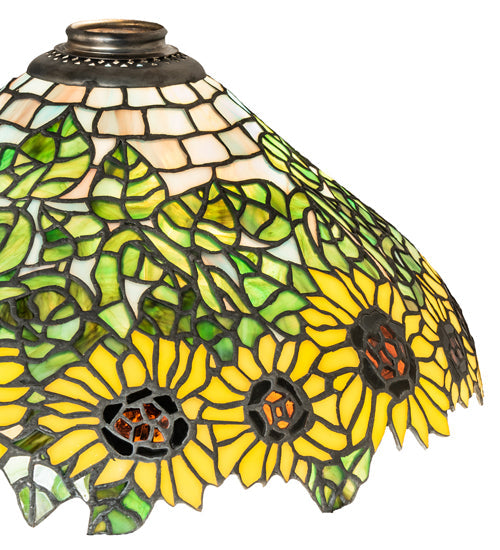 Meyda Lighting Wild Sunflower 15" Multi-Colored Stained Shade Glass