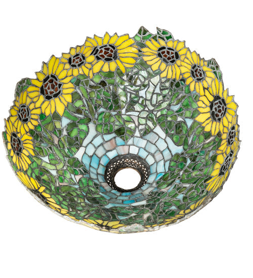 Meyda Lighting Wild Sunflower 15" Multi-Colored Stained Shade Glass