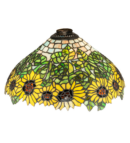 Meyda Lighting Wild Sunflower 15" Multi-Colored Stained Shade Glass