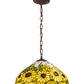 Meyda Lighting Wild Sunflower 16" 2-Light Mahogany Bronze Pendant Light With Stained Shade Glass