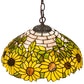 Meyda Lighting Wild Sunflower 16" 2-Light Mahogany Bronze Pendant Light With Stained Shade Glass