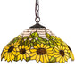 Meyda Lighting Wild Sunflower 16" 2-Light Mahogany Bronze Pendant Light With Stained Shade Glass