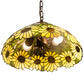 Meyda Lighting Wild Sunflower 16" 2-Light Mahogany Bronze Pendant Light With Stained Shade Glass
