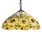 Meyda Lighting Wild Sunflower 16" 2-Light Mahogany Bronze Pendant Light With Stained Shade Glass