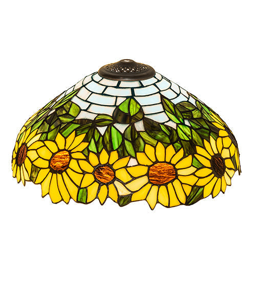 Meyda Lighting Wild Sunflower 16" Yellow & Green Shade Glass