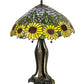 Meyda Lighting Wild Sunflower 25" 2-Light Antique Brass Table Lamp With Sunflower Shade Glass