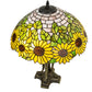 Meyda Lighting Wild Sunflower 25" 2-Light Antique Brass Table Lamp With Sunflower Shade Glass