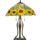Meyda Lighting Wild Sunflower 25" 2-Light Antique Brass Table Lamp With Sunflower Shade Glass