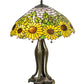 Meyda Lighting Wild Sunflower 25" 2-Light Antique Brass Table Lamp With Sunflower Shade Glass