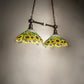 Meyda Lighting Wild Sunflower 35" 2-Light Mahogany Bronze Island Pendant Light With Multi-Colored Shade Glass