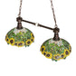 Meyda Lighting Wild Sunflower 35" 2-Light Mahogany Bronze Island Pendant Light With Multi-Colored Shade Glass