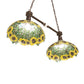 Meyda Lighting Wild Sunflower 35" 2-Light Mahogany Bronze Island Pendant Light With Multi-Colored Shade Glass