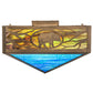 Meyda Lighting Wildlife 26" 4-Light Antique Copper Flush Mount Light With Multi-Colored Shade Glass
