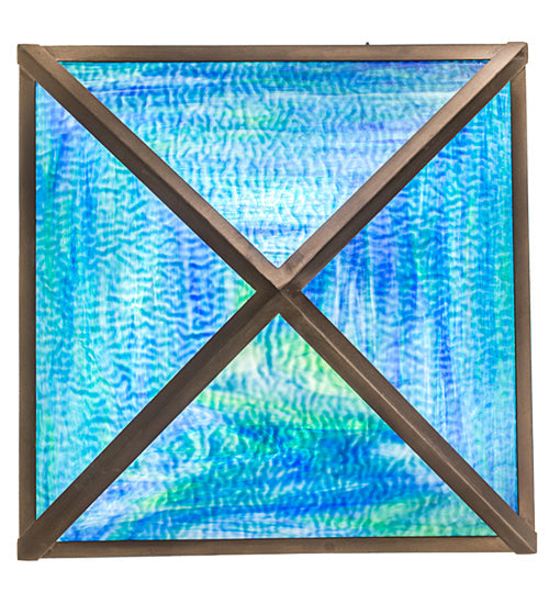 Meyda Lighting Wildlife 26" 4-Light Antique Copper Flush Mount Light With Multi-Colored Shade Glass