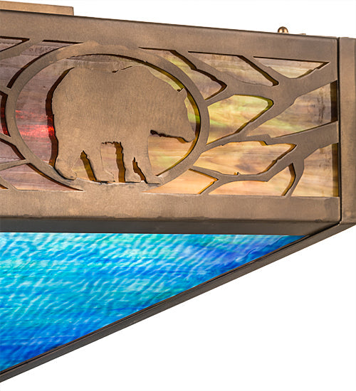 Meyda Lighting Wildlife 26" 4-Light Antique Copper Flush Mount Light With Multi-Colored Shade Glass