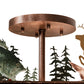 Meyda Lighting Wildlife 32" 6-Light New Copper Vein Personalized Semi-flush Mount Light With Silver & Amber Mica Shade Glass