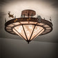 Meyda Lighting Wildlife 32" 6-Light New Copper Vein Personalized Semi-flush Mount Light With Silver & Amber Mica Shade Glass