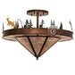Meyda Lighting Wildlife 32" 6-Light New Copper Vein Personalized Semi-flush Mount Light With Silver & Amber Mica Shade Glass