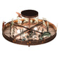 Meyda Lighting Wildlife 32" 6-Light New Copper Vein Personalized Semi-flush Mount Light With Silver & Amber Mica Shade Glass