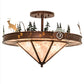 Meyda Lighting Wildlife 32" 6-Light New Copper Vein Personalized Semi-flush Mount Light With Silver & Amber Mica Shade Glass