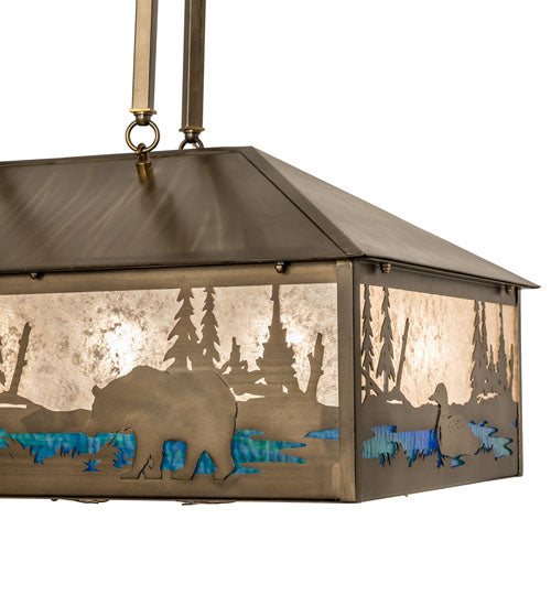 Meyda Lighting Wildlife 36" 8-Light Antique Copper Pendant Light With Multi-Colored Shade Glass
