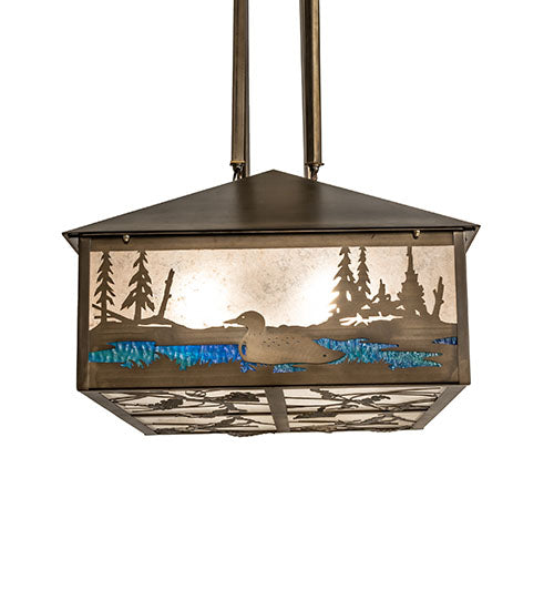 Meyda Lighting Wildlife 36" 8-Light Antique Copper Pendant Light With Multi-Colored Shade Glass