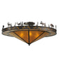 Meyda Lighting Wildlife 48" 6-Light Mahogany Bronze Flush Mount Light With Amber Mica Shade Glass