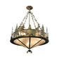 Meyda Lighting Wildlife 62" 10-Light Antique Copper Inverted Pendant Light With Silver Mica Shade Glass
