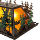 Meyda Lighting Wildlife Through the Trees 50" 6-Light Timeless Bronze & Green Trees Island Pendant Light With Amber Mica Shade Glass