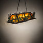 Meyda Lighting Wildlife Through the Trees 50" 6-Light Timeless Bronze & Green Trees Island Pendant Light With Amber Mica Shade Glass