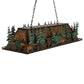 Meyda Lighting Wildlife Through the Trees 50" 6-Light Timeless Bronze & Green Trees Island Pendant Light With Amber Mica Shade Glass