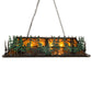 Meyda Lighting Wildlife Through the Trees 50" 6-Light Timeless Bronze & Green Trees Island Pendant Light With Amber Mica Shade Glass