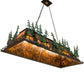 Meyda Lighting Wildlife Through the Trees 50" 6-Light Timeless Bronze & Green Trees Island Pendant Light With Amber Mica Shade Glass