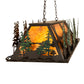 Meyda Lighting Wildlife Through the Trees 50" 6-Light Timeless Bronze & Green Trees Island Pendant Light With Amber Mica Shade Glass