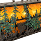 Meyda Lighting Wildlife Through the Trees 50" 6-Light Timeless Bronze & Green Trees Island Pendant Light With Amber Mica Shade Glass