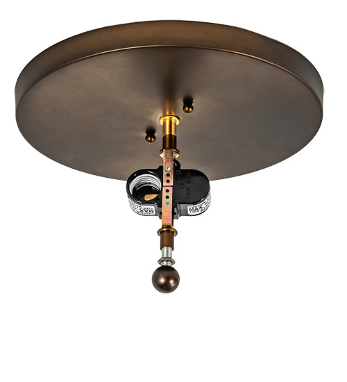 Meyda Lighting Wildlife at Dawn 18" 2-Light Antique Copper Flush Mount Light With Beige Art Shade Glass