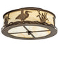 Meyda Lighting Wildlife at Dawn 18" 2-Light Antique Copper Flush Mount Light With Beige Art Shade Glass