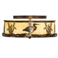 Meyda Lighting Wildlife at Dawn 18" 2-Light Antique Copper Flush Mount Light With Beige Art Shade Glass