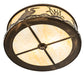 Meyda Lighting Wildlife at Dawn 18" 2-Light Antique Copper Flush Mount Light With Beige Art Shade Glass