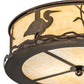 Meyda Lighting Wildlife at Dawn 18" 2-Light Antique Copper Flush Mount Light With Beige Art Shade Glass